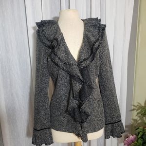 Beliza size 8 black /white fringe jacket